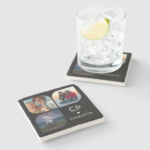 Monogram Name 3 Foto Modern Trendly Simple Steinuntersetzer