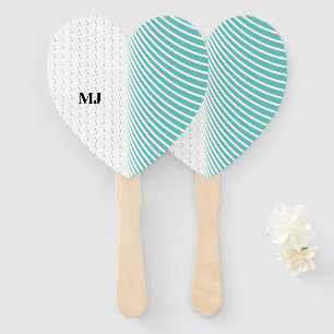 Monogram Name Aquamarin Blue White Abstrakt Weddin Fächer