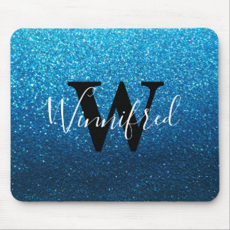 Monogram Name Baby Blue Ombre Glitzer Glitzern Mousepad