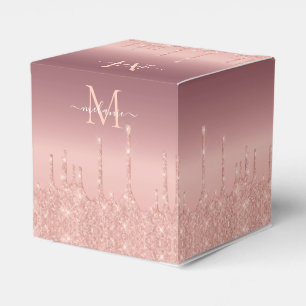 Monogram Name Bevorzugung Box Rose Gold Blush Spar Geschenkschachtel