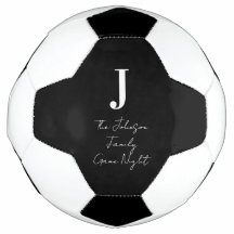Monogram Name Black and White Family Game Night