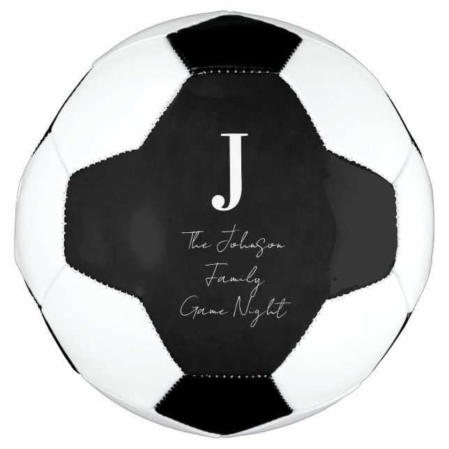 Monogram Name Black and White Family Game Night Fußball (Vorderseite)