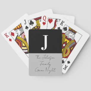 Monogram Name Black Gray Family Game Night Spielkarten