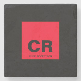 Monogram Name Black Red Create Custom Gift Steinuntersetzer