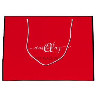 Monogram Name Black Red Shop Gold Hochzeit Große Geschenktüte