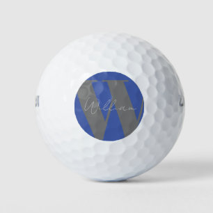 Monogram Name blau grau stylisch modern Golfball