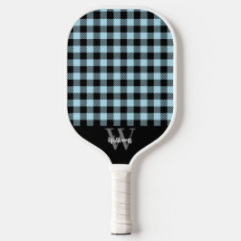 Monogram Name Blue Kariert Pickleball Paddel Pickleball Schläger