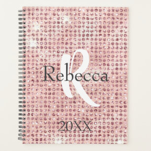 Monogram Name Blush Pink Diamond gegossen Trendy Planer