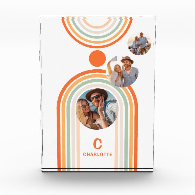 Monogram Name Boho Arch Multi Foto Trendy Girly (Vorderseite)