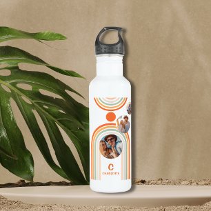 Monogram Name Boho Arch Multi Foto Trendy Girly Edelstahlflasche