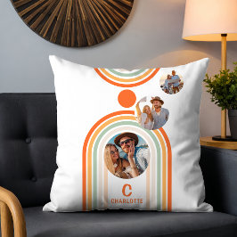 Monogram Name Boho Arch Multi Foto Trendy Girly Kissen