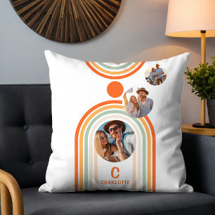Monogram Name Boho Arch Multi Foto Trendy Girly Kissen
