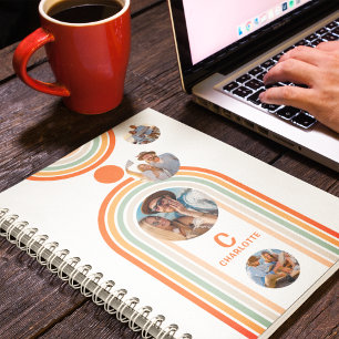 Monogram Name Boho Arch Multi Foto Trendy Girly Notizbuch