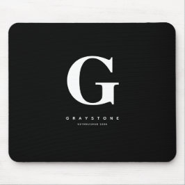 Monogram Name Bold Modern Black Mousepad