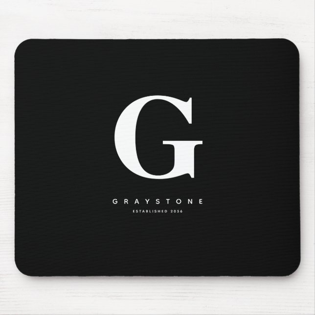 Monogram Name Bold Modern Black Mousepad (Vorne)