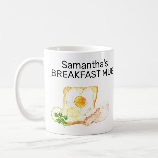Monogram Name Breakfast Toast Egg Bacon Kaffeetasse (Links)