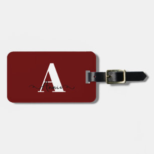 Monogram Name Burgundy Red Gift Gefallen Custom Gepäckanhänger