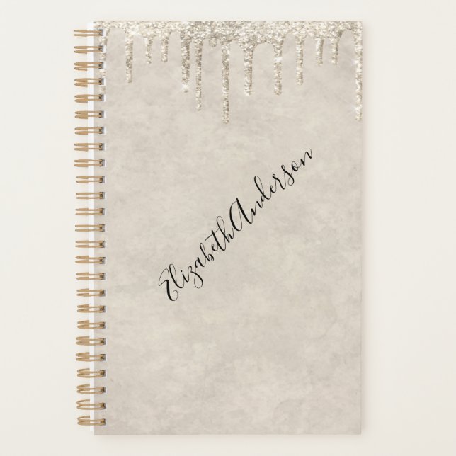 Monogram Name Champagne Driving Glitzer Trendy Planer (Vorderseite)