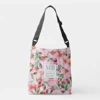 Monogram Name Cherry Blossom Wasserfarbe Floral