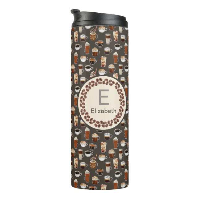Monogram Name Coffee Lover Thermosbecher (Nach rechts gedreht)