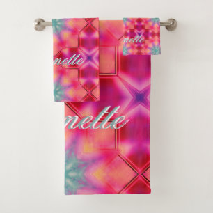 Monogram Name Colorful Blue Star Muster   Badhandtuch Set