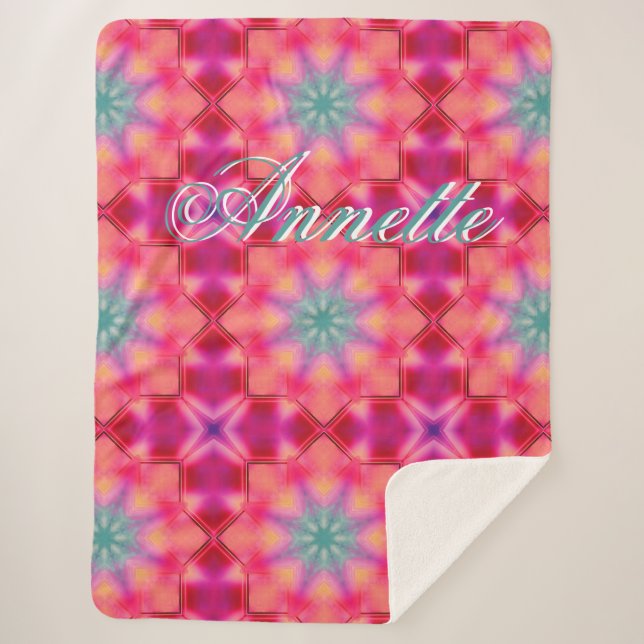 Monogram Name Colorful Blue Star Muster | Sherpadecke (Vorderseite)