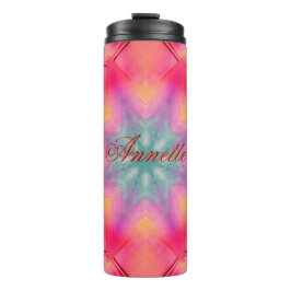 Monogram Name Colorful Blue Star Muster | Thermosbecher