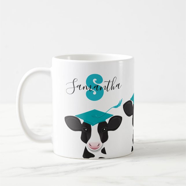 Monogram Name Cow Abschluss Kaffeetasse (Links)