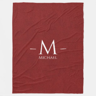 Monogram Name Custom Red Brother Leather Look Larg Fleecedecke