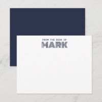 Monogram Name Dark Blue White Modern Stripes