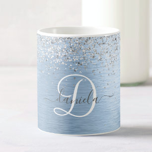 Monogram, Name des blauen, gebürsteten Metalls Sil Kaffeetasse