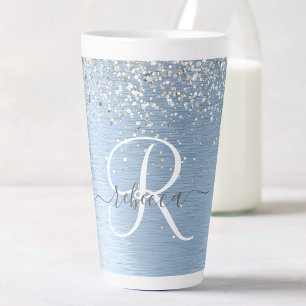 Monogram, Name des blauen, gebürsteten Metalls Sil Milchtasse