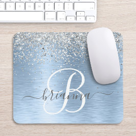 Monogram, Name des blauen, gebürsteten Metalls Sil Mousepad