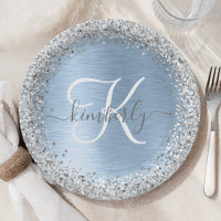 Monogram, Name des blauen, gebürsteten Metalls Sil