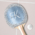Monogram, Name des blauen, gebürsteten Metalls Sil Tischtennis Schläger<br><div class="desc">Dieses schicke Tischtennispongpaddel-Design mit hübschem silberfarbenem Glitzer auf einem blau gebürsteten metallischen Hintergrund ist einfach zu personalisieren.</div>