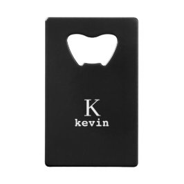 Monogram Name elegant moderne männliche schwarz Geldbeutel Flaschenöffner