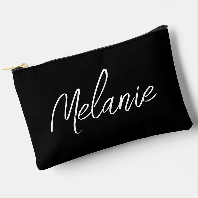 Monogram Name Elegant Modernes Minimalistisch Blac Zubehörtasche (Stylishly Personalize with Your Custom Name.)
