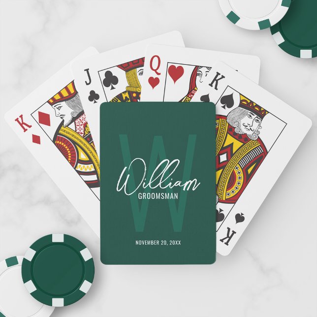 Monogram&Name für personalisierte Script-Trauzeuge Spielkarten (Von Creator hochgeladen)