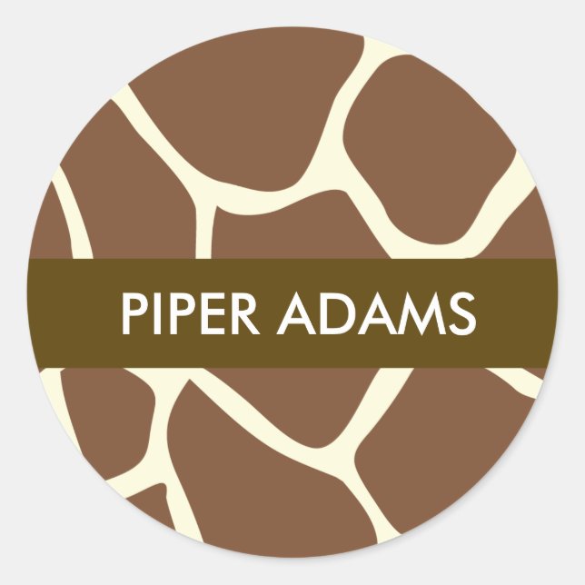Monogram Name Giraffe Print Stickers (Vorderseite)