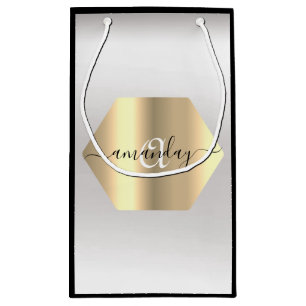 Monogram Name Gold Black Gray Fashion Boutique Kleine Geschenktüte