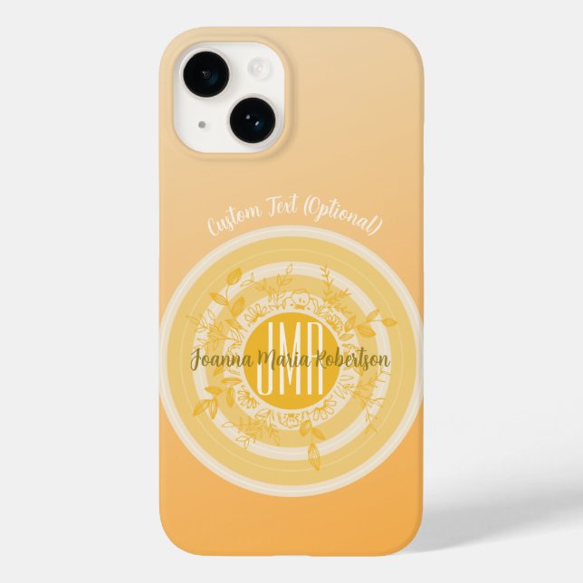 MONOGRAM NAME GOLD CREAM PFLANZE FOLIATIONSKREIS Case-Mate iPhone HÜLLE (Rückseite)