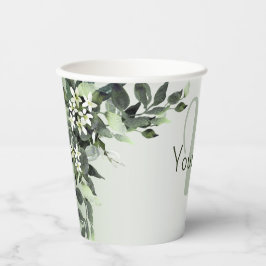 Monogram Name Greenery Floral Eukalyptus Blätter Pappbecher
