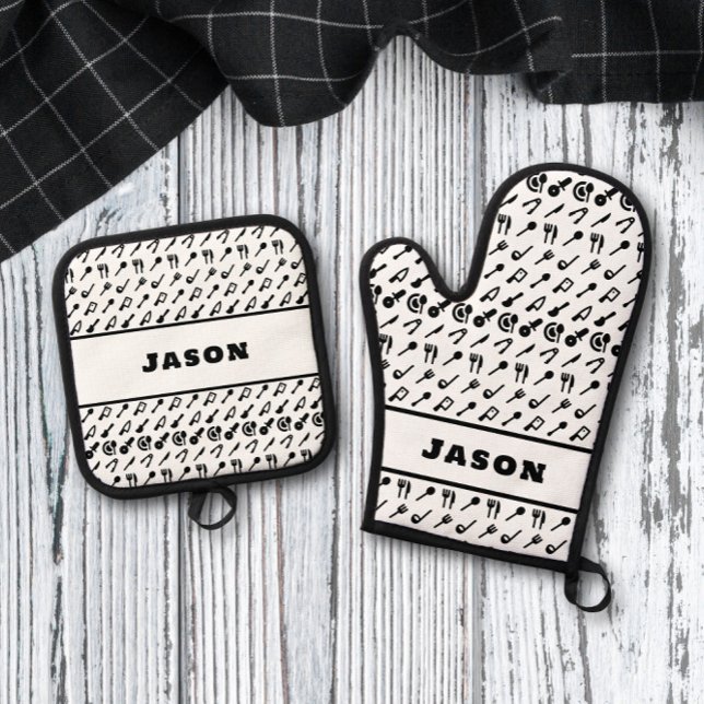 Monogram Name GRILLEN Koch Cook Grilling Oven Ofenhandschuh & Topflappen-Set (Von Creator hochgeladen)