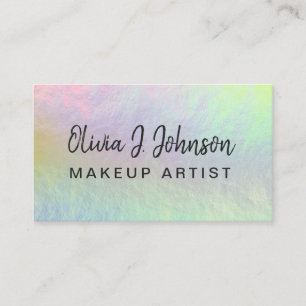Monogram Name Holographic Opal Stone Business Card Visitenkarte