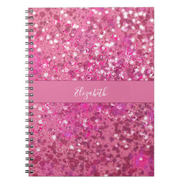Monogram Name Hot Pink Glitzer Sparkle Girl Notizblock
