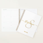 Monogram Name Initial Modern Gold Script Planer<br><div class="desc">Monogram Name Initial Modern Gold Script Planner. Einfach anzupassen. Bestelle noch heute!</div>