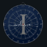 Monogram Name Initial Script Navy Blue Dartscheibe<br><div class="desc">Navy Blue Gray Monogram Script Name Modern Dart Board können Sie einfach mit Ihrem Namen und Initial bearbeiten,  indem Sie auf die Schaltfläche "Personalisieren" klicken. Ändern Sie die Farben des Texts und des Hintergrunds vollständig,  wenn Sie den Link "Diese anpassen" auswählen.</div>