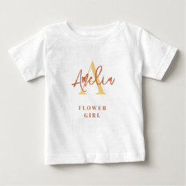 Monogram Name Initial Terracotta Flower Girl Baby T-shirt