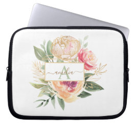 Monogram Name iPad Pro Cove für die Peony und Gold Laptopschutzhülle