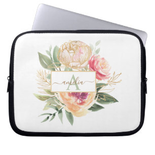 Monogram Name iPad Pro Cove für die Peony und Gold Laptopschutzhülle